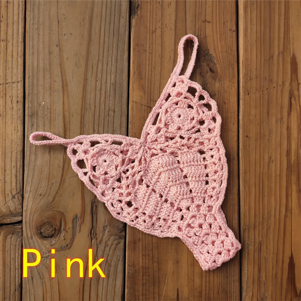 Men Hollow Out Underwear Hand Crochet Gstring Swimming Sunbathing Bikini Thong Unisex Sexy Panties Hand Crochet Sunbathing Thong