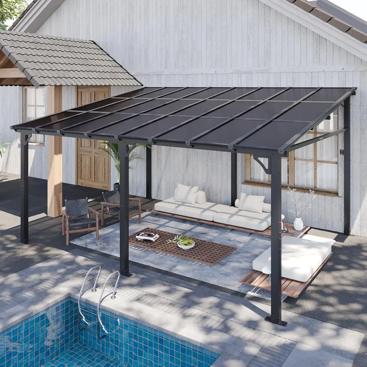 

12' x 16' Gazebo for Patio Wall Mounted Lean to Gazebo Pergola