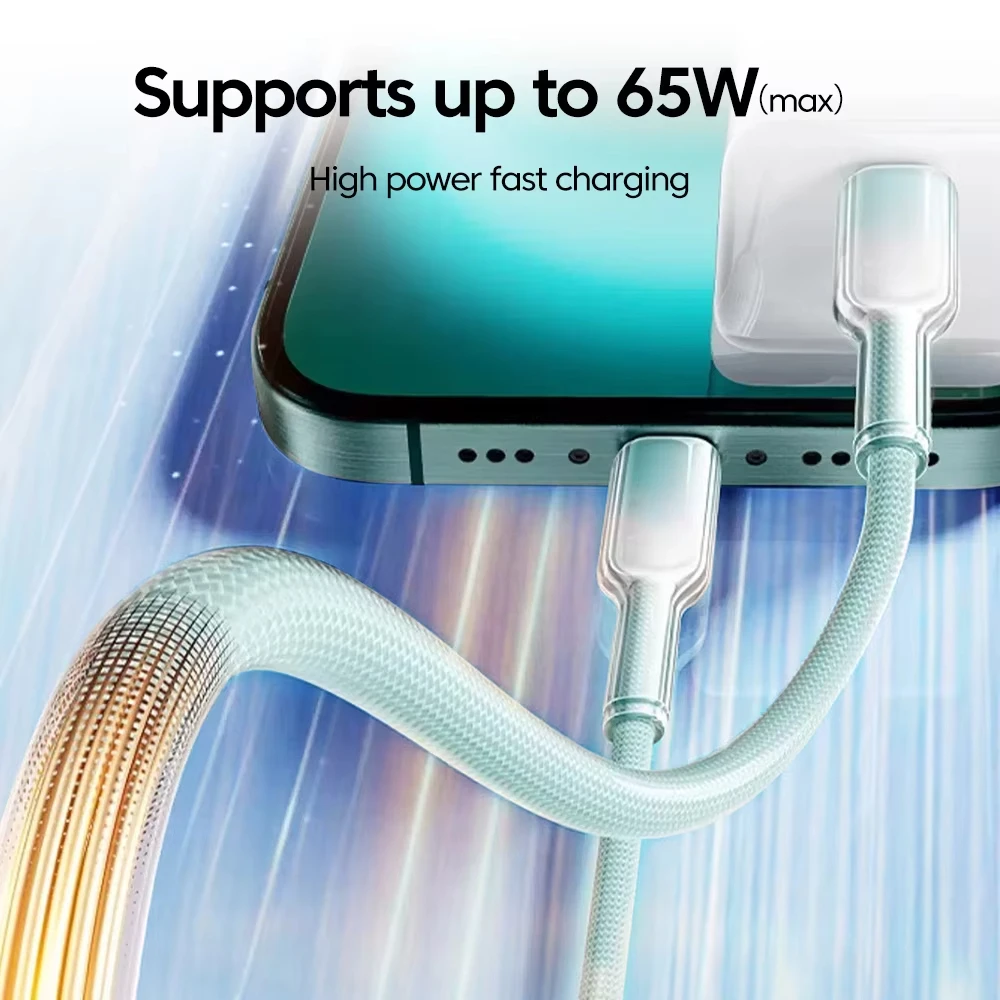 NNBILI PD 65W USB C To Type C Luxury Crystal Cable for iPhone 16 15 Plus Pro Max Cord Fast Charging for Macbook iPad Xiaomi POCO