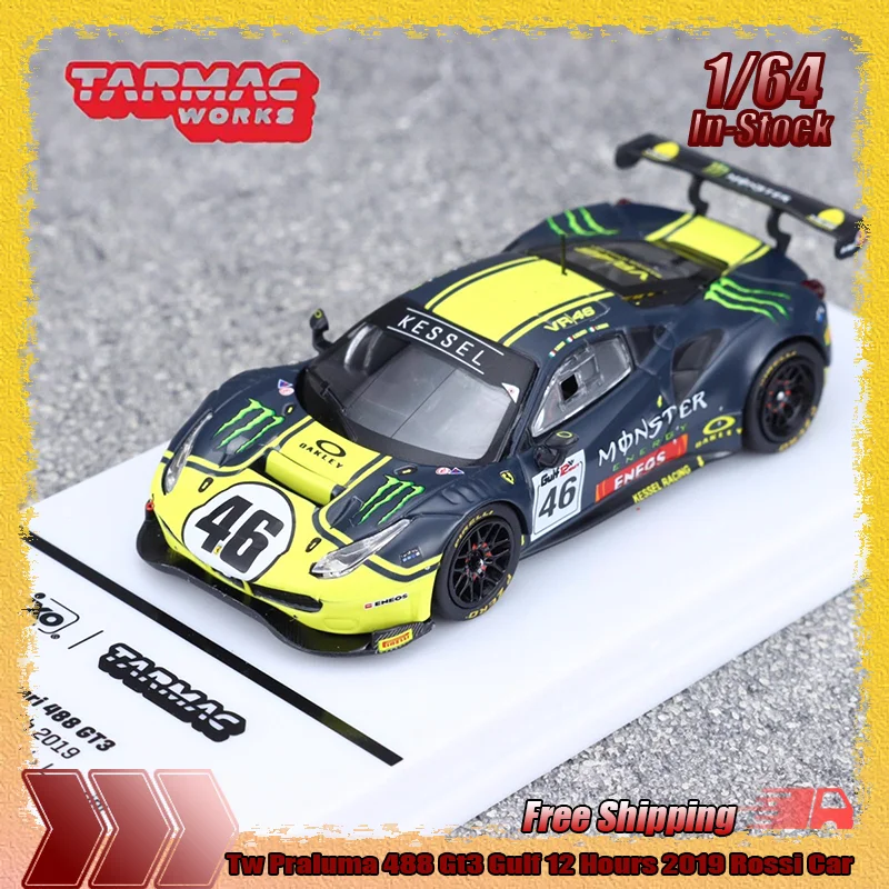 

Tw 1:64 Praluma 488 Gt3 Gulf 12 Hours 2019 Rossi Car Simulation Alloy Miniature Die-Casting Car Model Custom Children'S Toy Gift