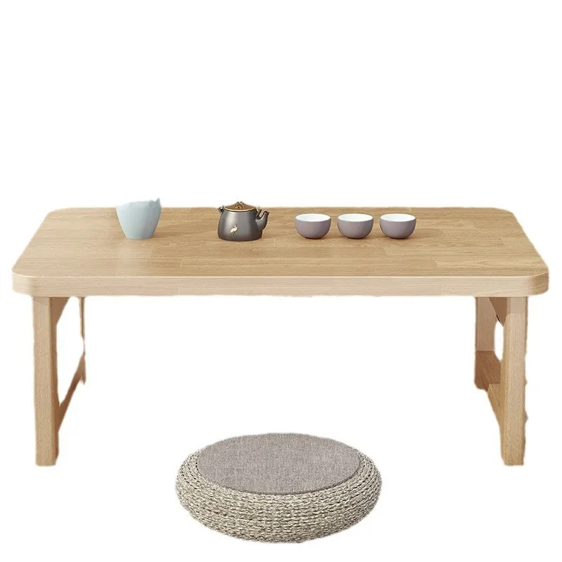 Table pliante en bois massif pour la maison, table simple pour la baie vitrée, tatami de style japonais, petite table basse, table à manger portable