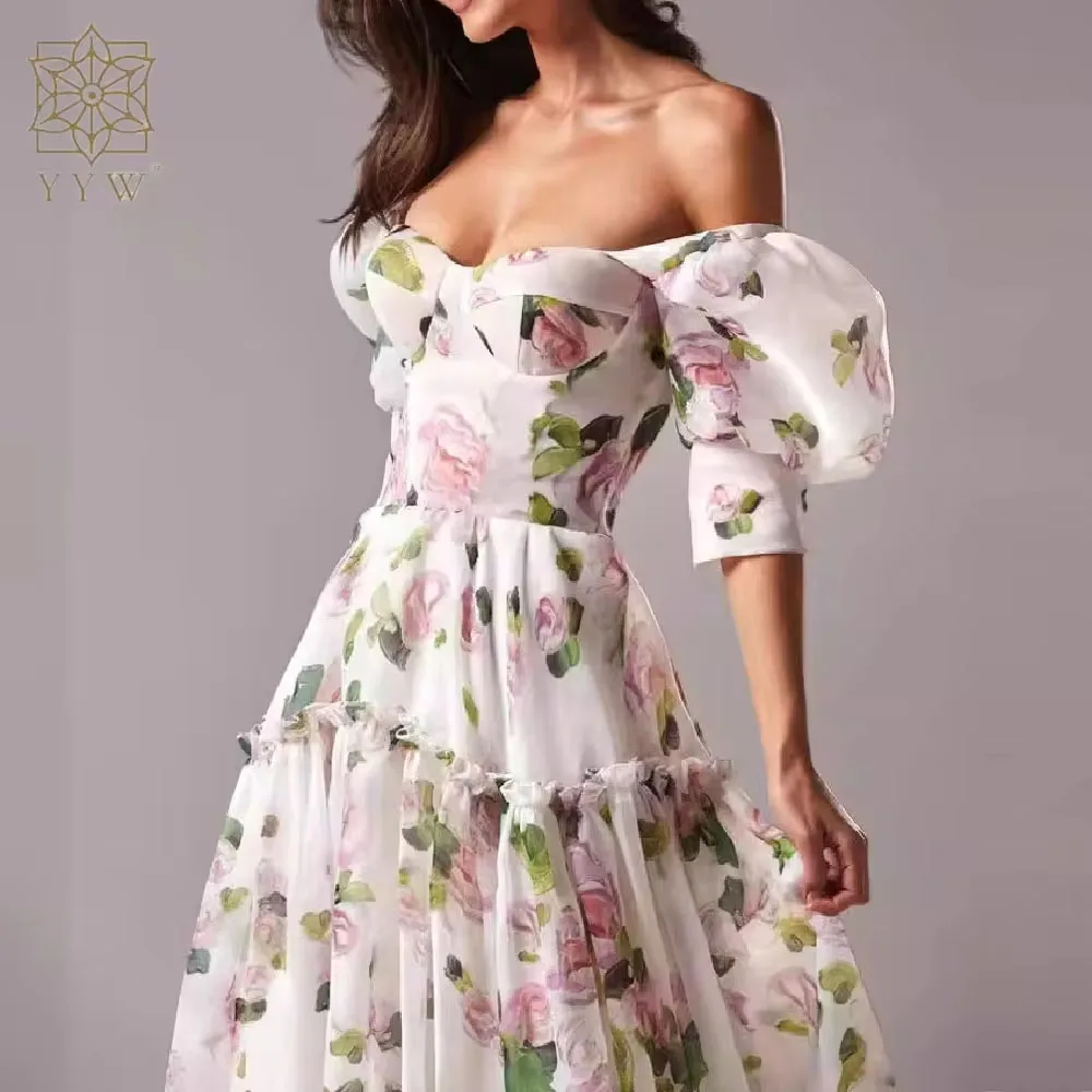 French Vintage Printed Party Dress Women Slim Sexy Evening Party Dresses Summer Sleeveless A-line Floral Beach Long Robe Vestido