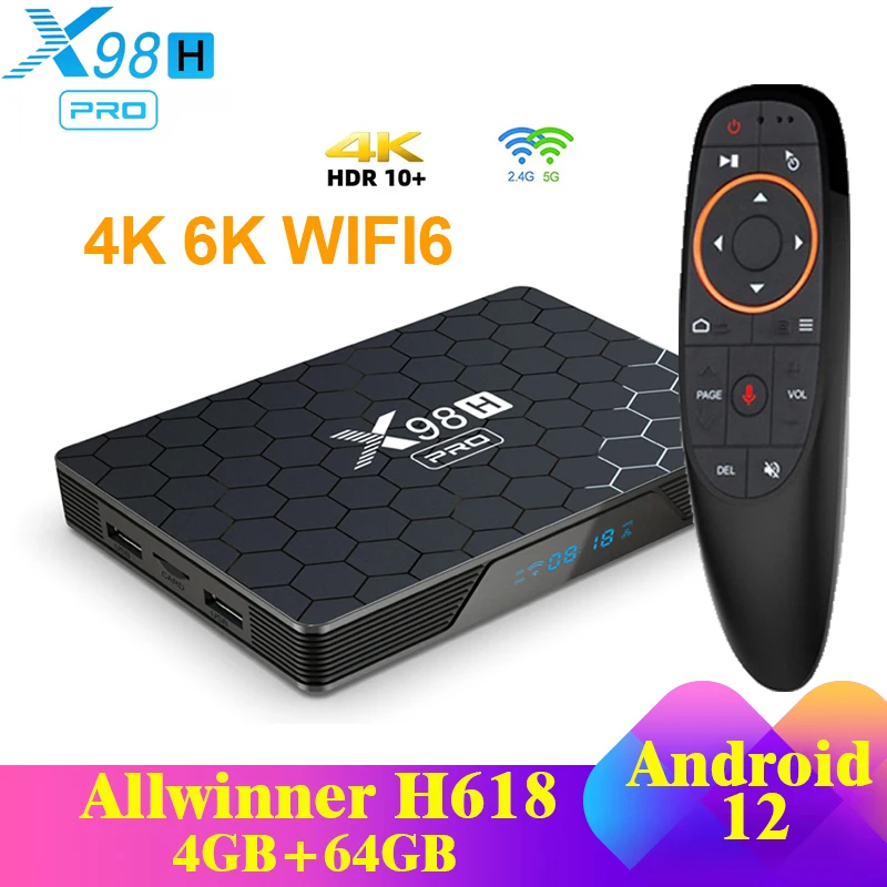 X98H PRO Smart TV BOX Android 12.0 Allwinner H618 2.4G 5G Dual Wifi 4K 6K 4GB 32G 64GB 1000M BT Media Player Set Top Box TVBOX