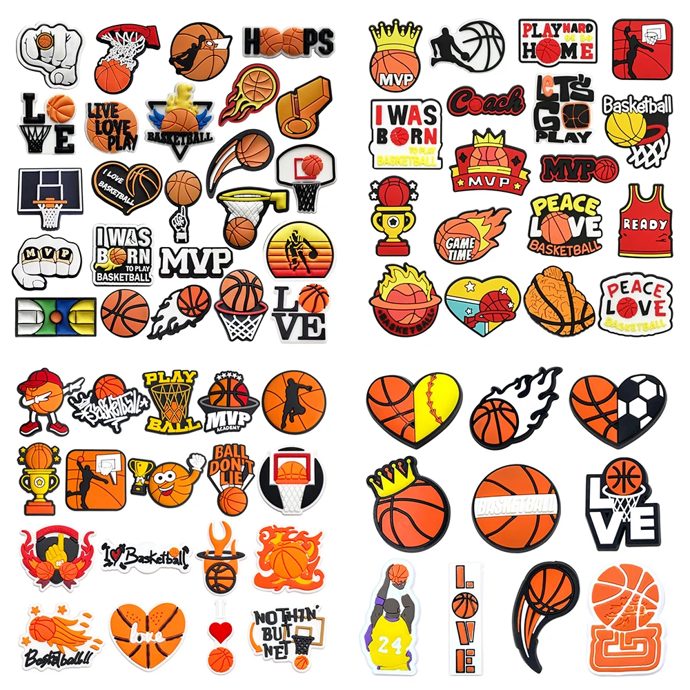 10-28Pcs Basketball Series Shoe Charms PVC Shoe Decoration Accessories Buckle DIY Clog Sandal Wristband Kids Party X-mas Gifts