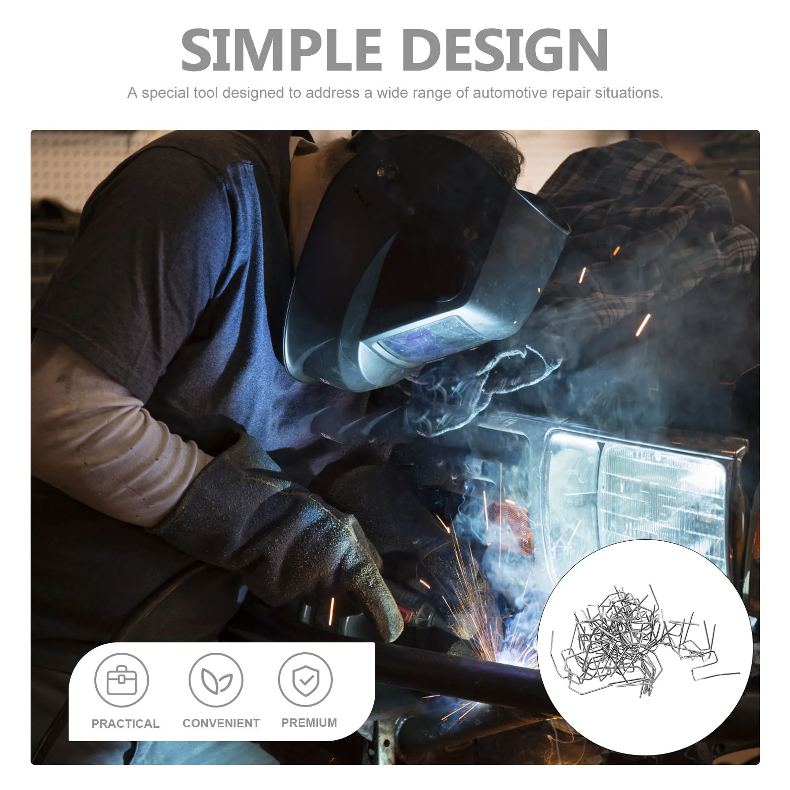 100 قطعة 0.8 مللي متر سيارة الوفير قضيب لحام السيارات دباسة البلاستيك لحام ستابلز الساخن ستابلز السيارات دباسة موجة معدنية التيلة