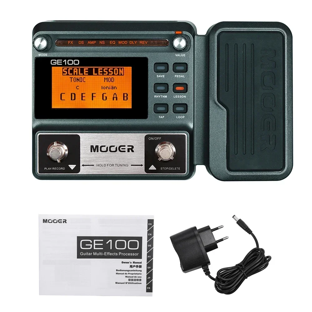 Pedal de guitarra eléctrica MOOER GE100 Pedal de procesador de efectos con grabación en bucle Tiempo máximo 180s 40 ritmos de batería 8 módulos de efectos