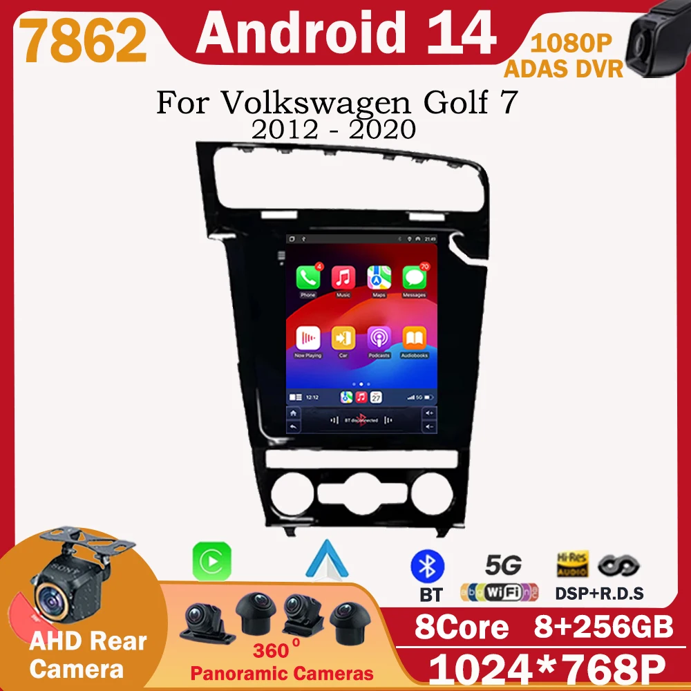 9.7 inch Android 14 For Volkswagen Golf 7 2012 - 2020 Car Radio Wireless CarPlay GPS Navigation 5G wifi BT QLED DSP No 2din DVD