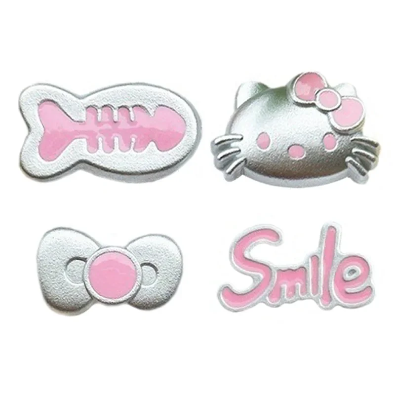 5pcs Silver Pink Hellokitty Acrylic Flatback DIY Accessories Bow Small Fish Mobile Phone Case Resin Charms Accessories Material