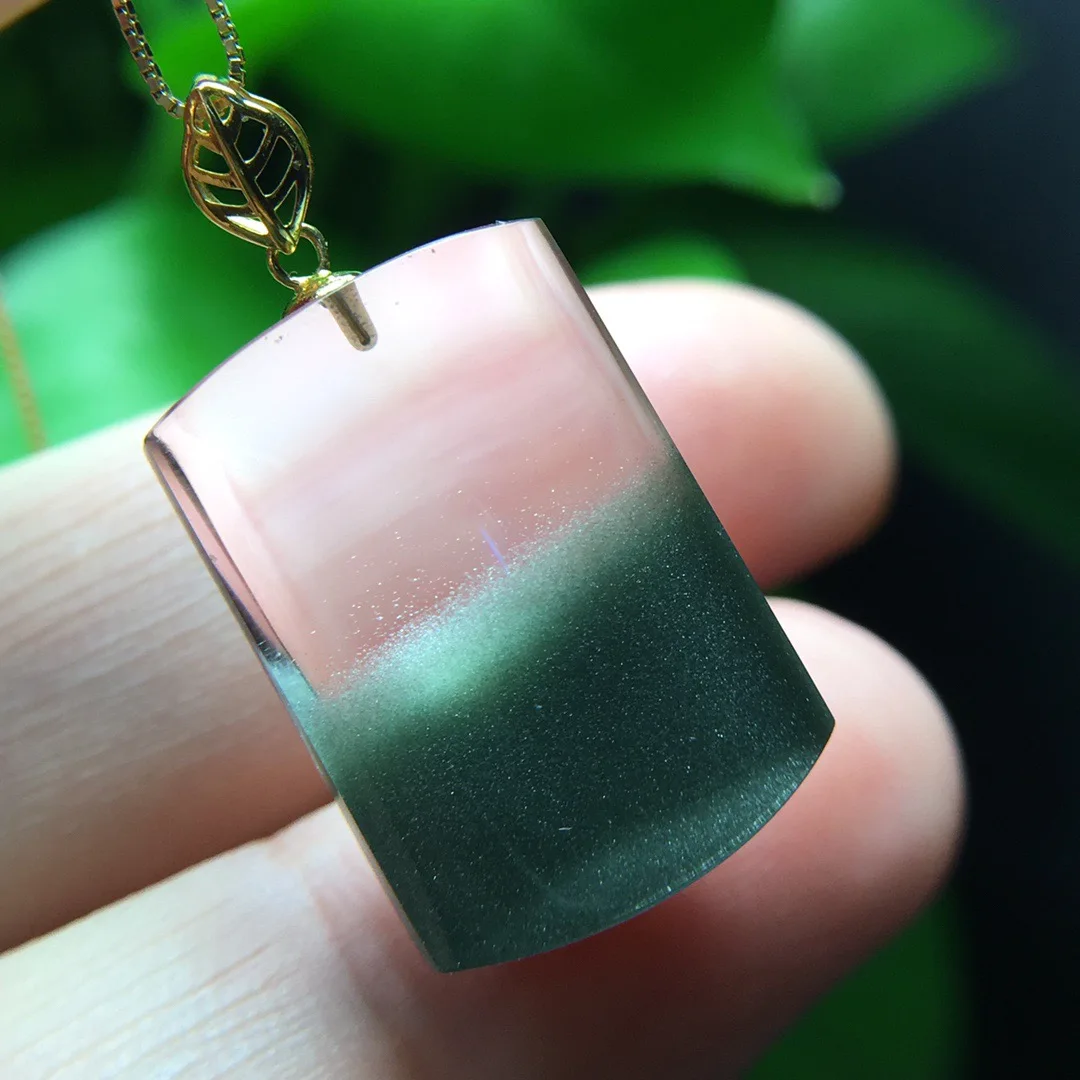 

Natural Green Phantom Quartz Pendant Necklace Jewelry For Women Lady Gift Healing Crystal 18K Gold 20x14mm Beads Gemstone AAAAA