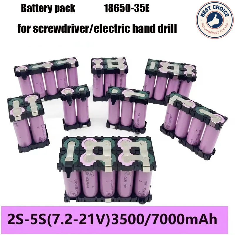 2S1P 3S2P 4S1P~5S2P 6S2P 18650-35E battery pack custom 18650-35E battery welding 3500mAh / 7000mah battery pack 7.4V to 25.2v