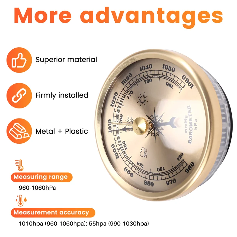 ABZW 70 мм атмосферный домашний барометр, инструмент для прогнозирования погоды, анероидный барометр, манометр газа