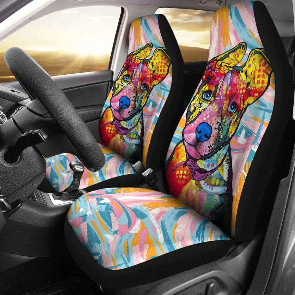 Colorful Painting Pitbull Car Seat Covers 211604,Pack of 2 Universal Front Seat Protective Cover