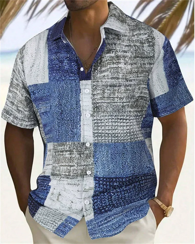 Chemise de plage hawaïenne à manches courtes pour hommes, chemise imprimée en 3D, revers boutonné, chemise de nuit de documents, haut de haute