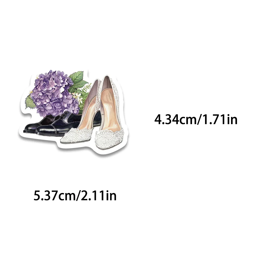 50PCS Cartoon Romantic Wedding Season Art Sticker Beautiful Bridal Wedding Dress Diamond Ring Flower Champagne Balloon Decal