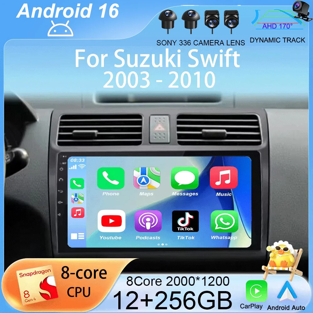 

Android 13 для Suzuki Swift 2003-2010 Carplay Auto 2 Din автомагнитола мультимедийный видеоплеер GPS-навигация стерео головное устройство аудио