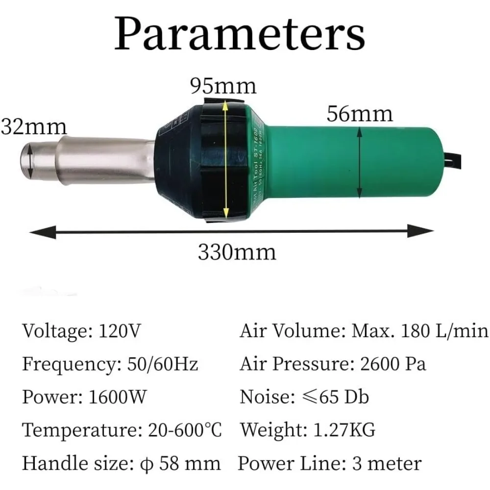 110V 1600W Professional PVC Roofing Welding Tools Heat Gun Kit Plastic Welder Hot Air Weld Gun