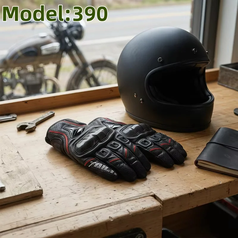 Men's Genuine Leather Motorcycle Gloves RST390 391 Motocross Racing Four Seasons Touch Screen Compatible Moto Guantes Size:M-XL