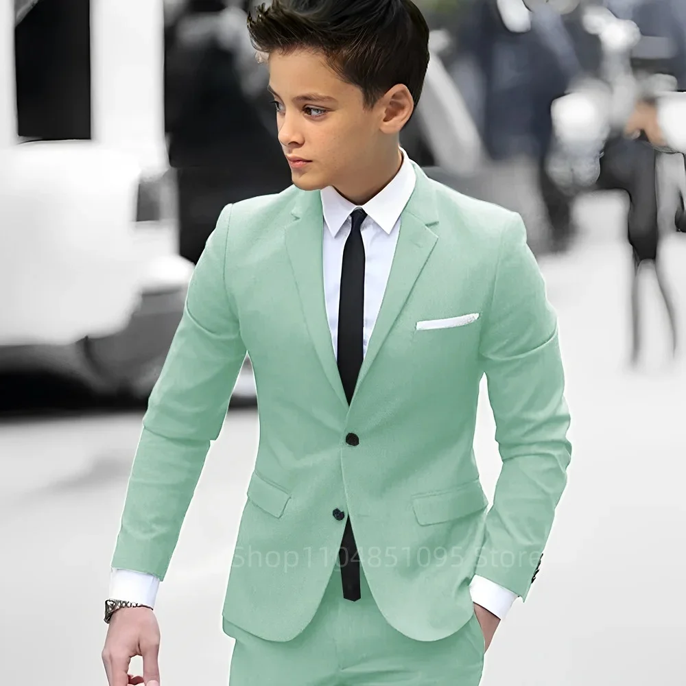 

Flower Boys Suits 2 Pieces Wedding Formal Party Tuxedo Child Notch Lapel Kids Dress Jacket Pants Slim Fit Blazer Sets for Party