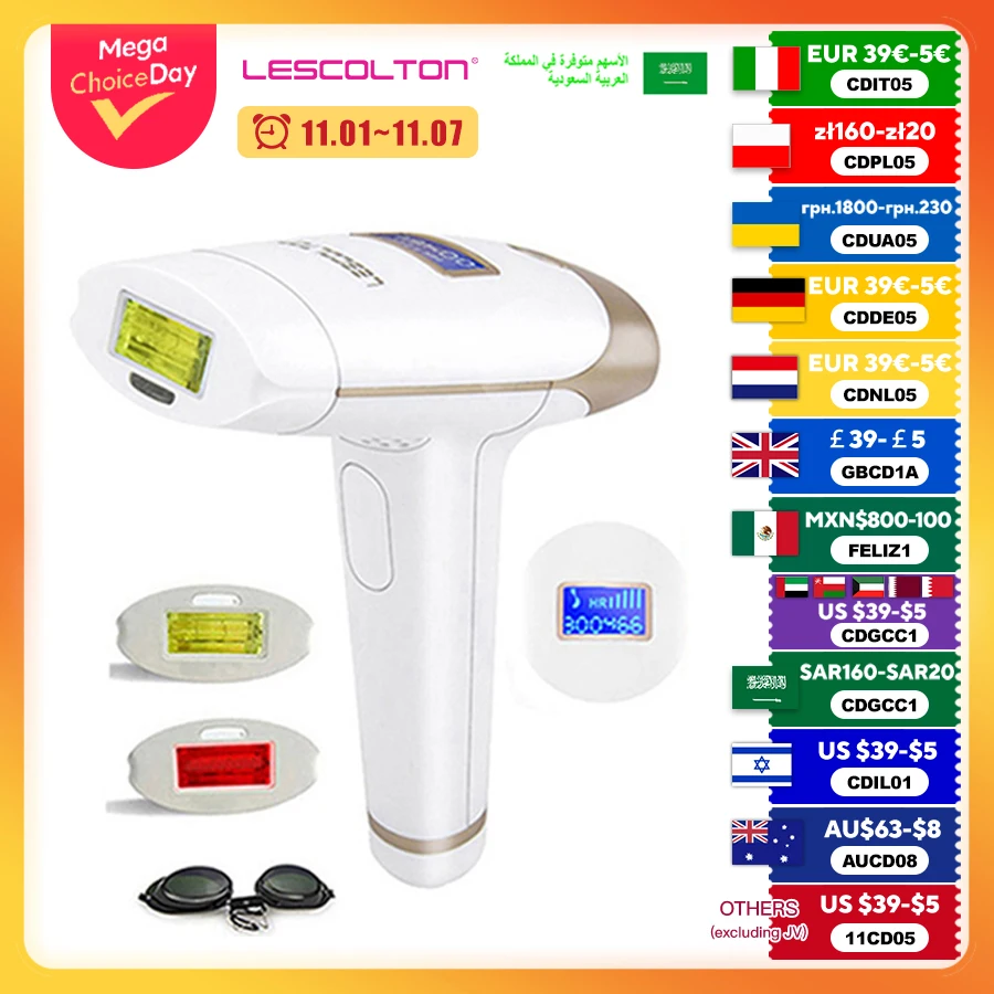 

Lescolton 2in1 IPL Epilator Hair Removal LCD Display Machine T009i Laser Permanent Bikini Trimmer Electric Depilador a laser