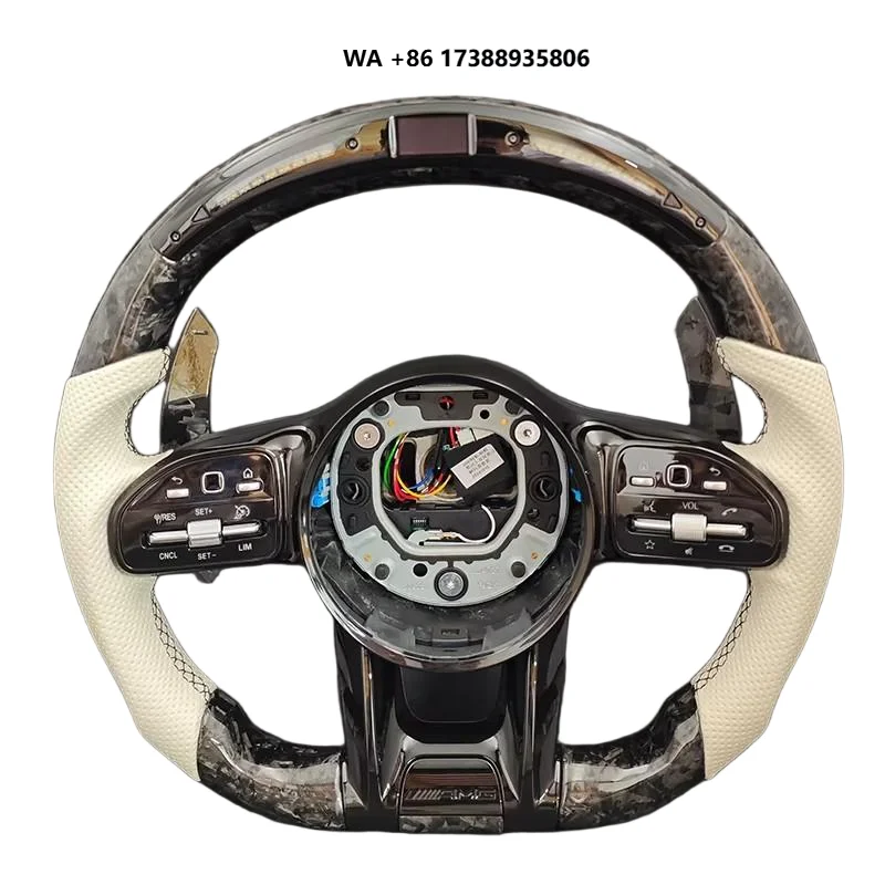 SOON TODA Customized Leather LED Label Handle With Full Hole Steering Wheel for GLC E S CLS