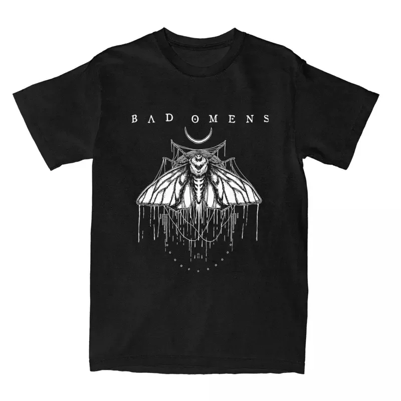 Y2K Men'S Moth Bad Omens Rock Music T-Shirts Cotton Tees Summer Vintage Short Sleeves T-Shirt O Neck Novelty Print Tshirt Plus