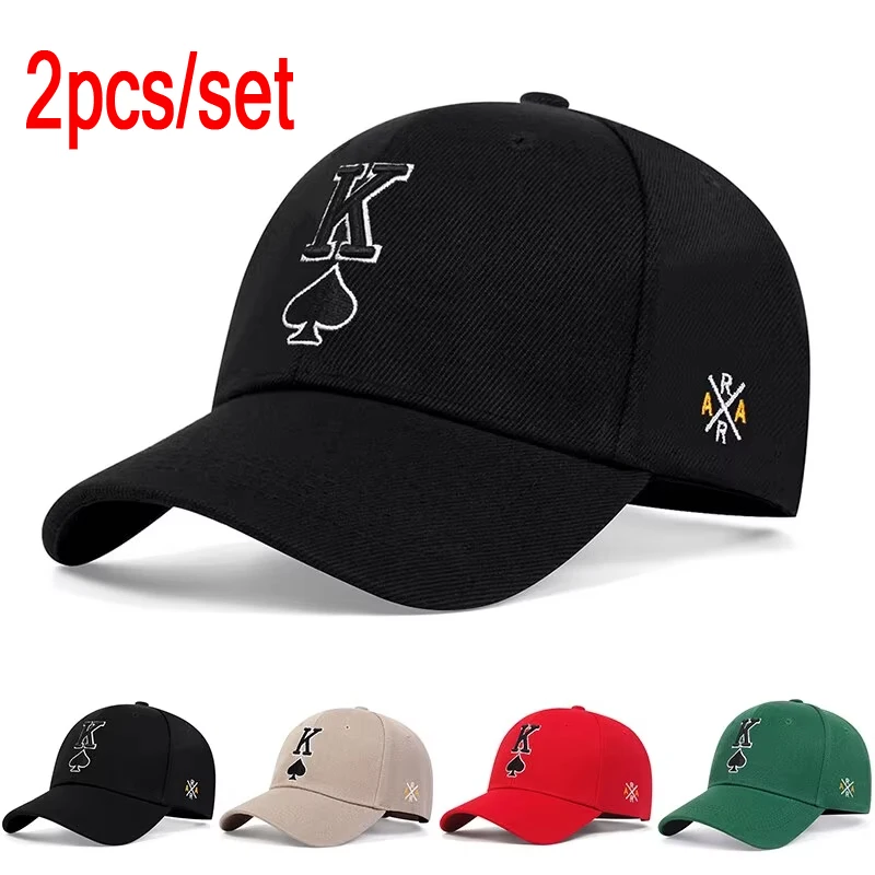 Fashion Poker K Letter Embroidery Hip-hop Hats Outdoor Adjustable Casual Baseball Caps Sunscreen Hat