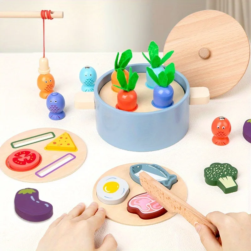 Houten Montessori-keukenspeelgoedset - Kinderen doen alsof kookketel voor peuters, educatief spelen en leren, speelgoed en geschenken