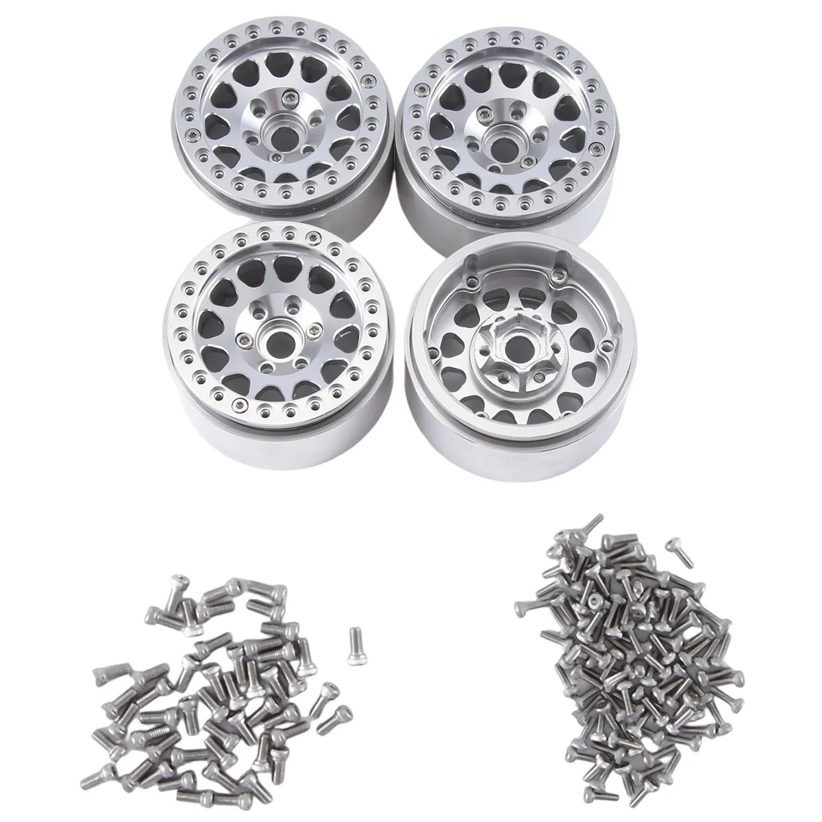 4PCS 1.9 Inch Metal Beadlock Wheel Hub Rim for 1/10 RC Crawler Car Axial SCX10 Traxxas TRX4 RC4WD D90 MST Redcat Gen8,1