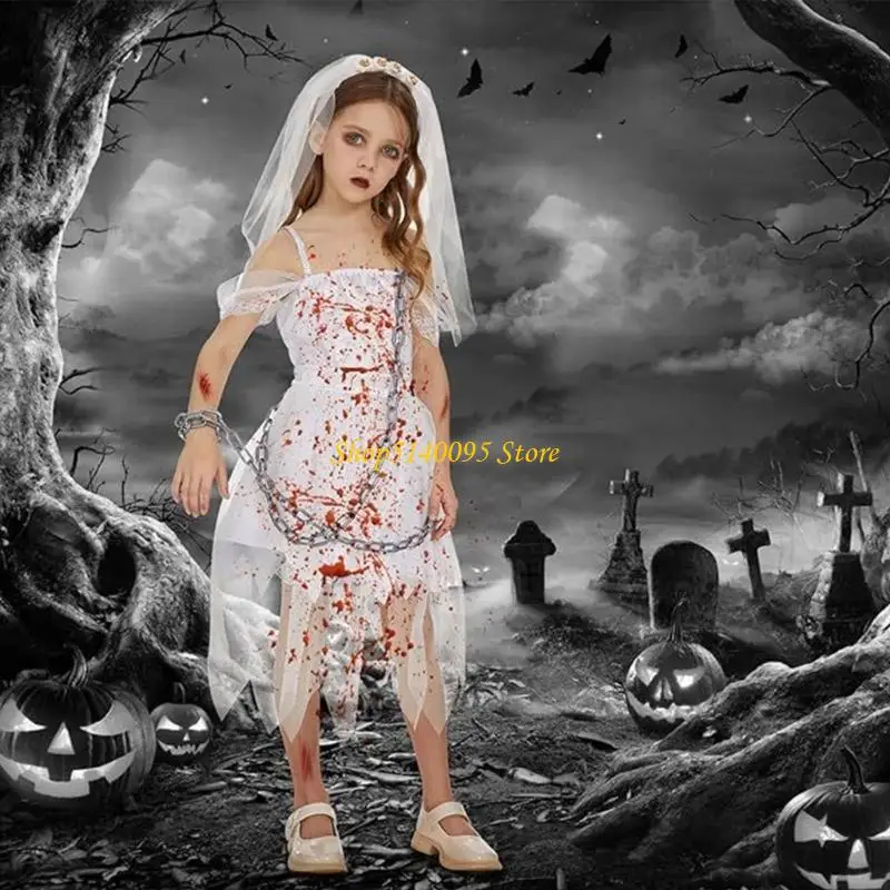 DXAE Spooky Kids Halloween Costume Dress with Pointed Trim and Dark Accent Styling for Parties School Shows and Role Play