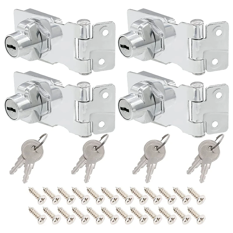 4 Stuks Keyed Hasp Sloten 2.5 Inch Twist Knop Ingetoetst Vergrendeling Hasp, Metalen Veiligheid Hasp Vergrendelingen Ingetoetst Verschillende