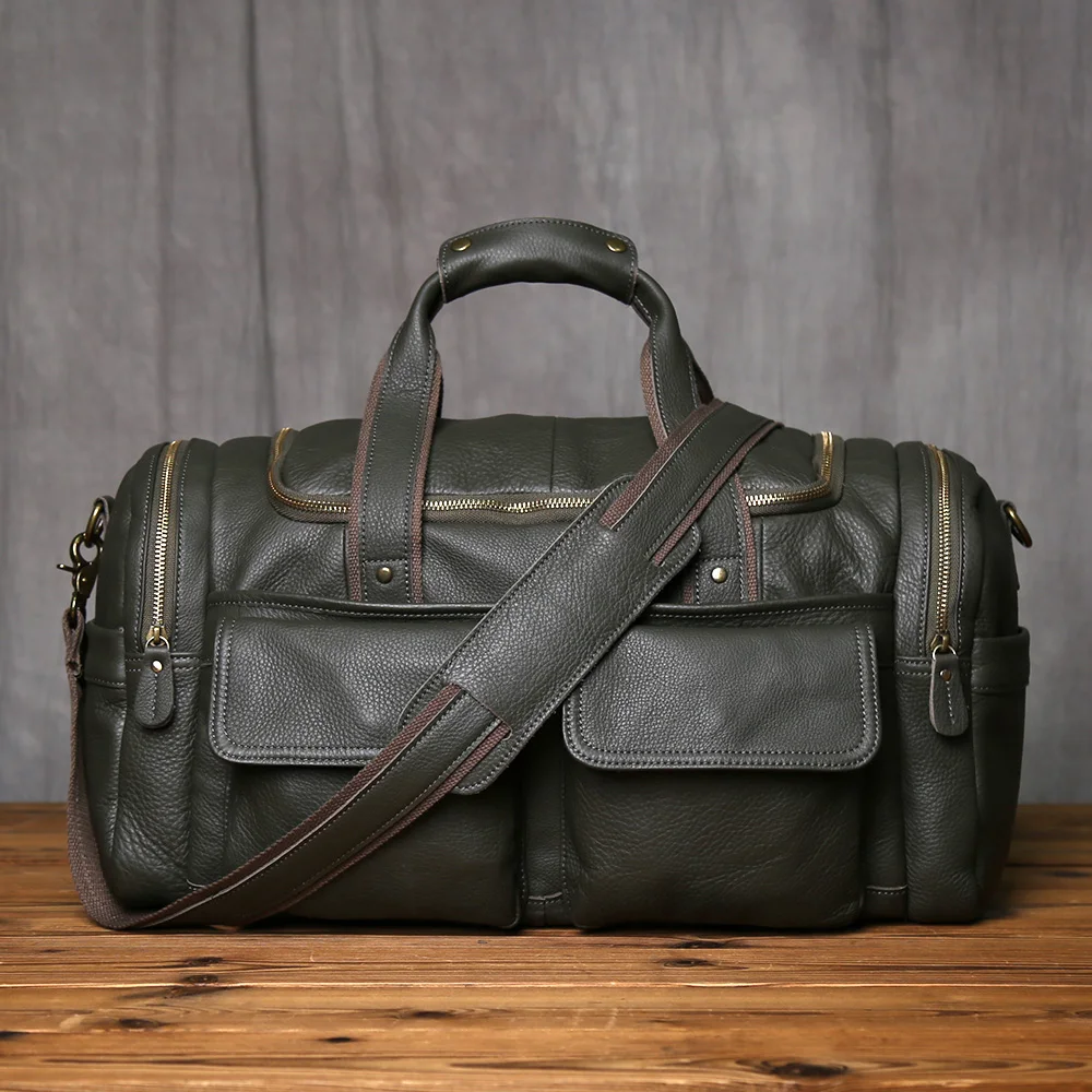 NZPJ Retro Herren Handgepäcktasche Leder Reisetasche Oberschicht Rindsleder Große Kapazität One Shoulder Messenger Bag Lässiger Laptop – Detail 29