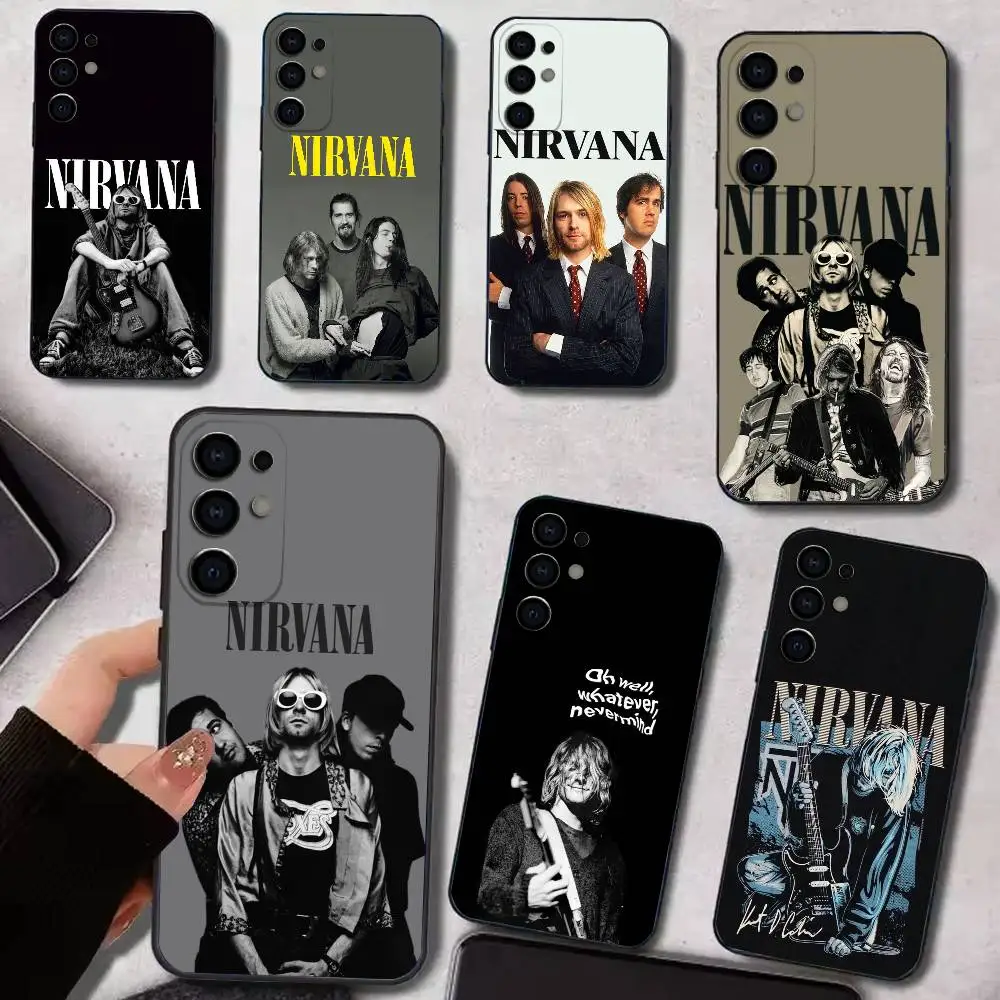 N-NirvanaS Rock Band Phone Case For Samsung S26,S25,S24,S21,S22,S23,Ultra,S20,Plus,Soft Silicone Black Cover