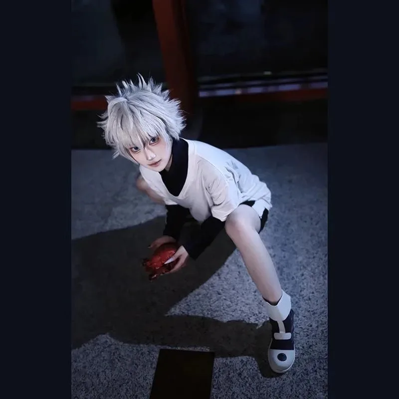 LQHunter x Hunter Killua Zoldyck Cosplay Costume White wig Halloween Christmas Party Outfits Killuar Suits Anime Role Play suit