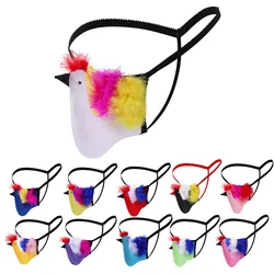 Funny Big Bird Chicken Penis Pouch Thong Gay Sexy G-string 3d Animal Furry Underwear Erotic Man T-back Tanga For Party Hot Gift