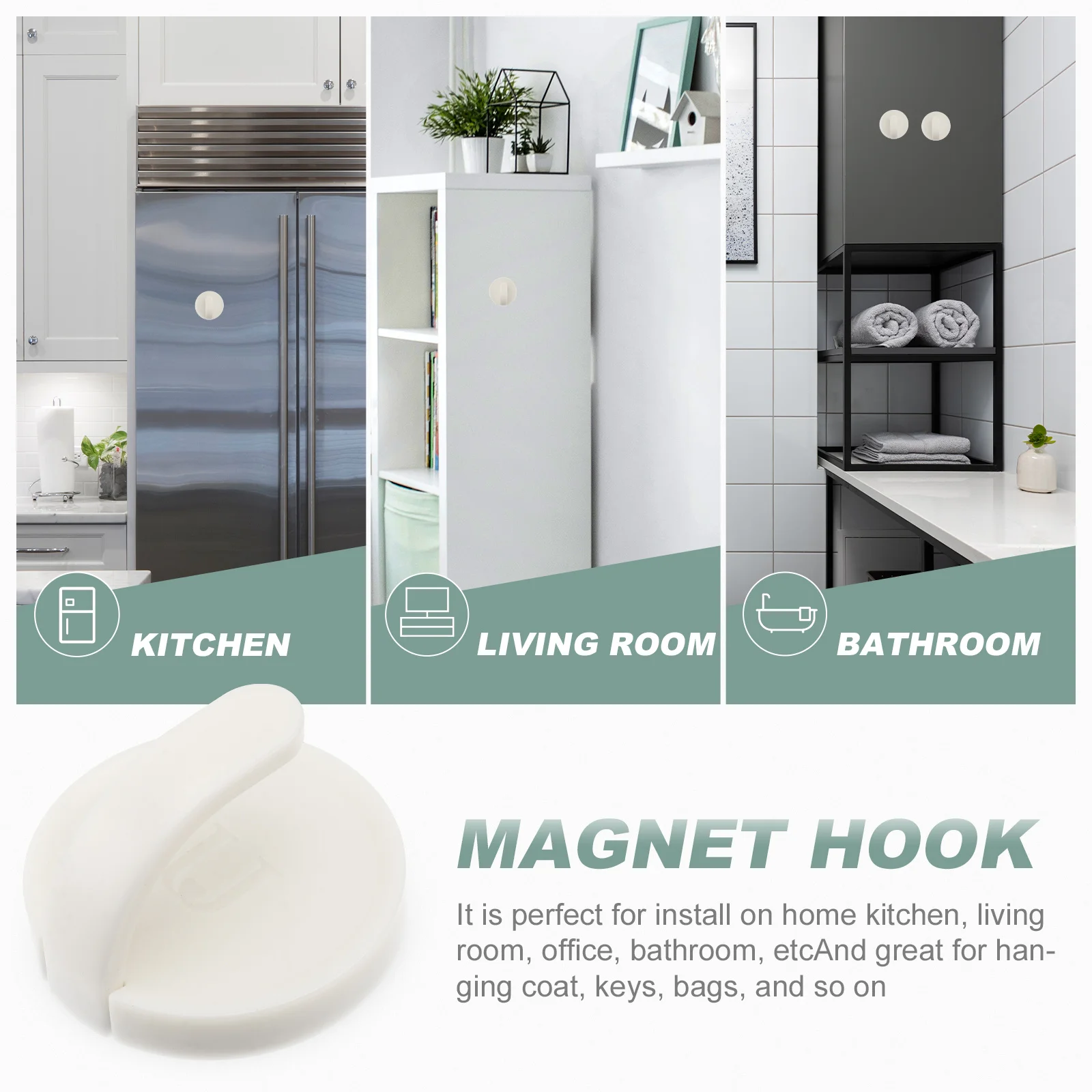 2 قطعة السنانير المغناطيسية للثلاجة الأبيض الإبداعية المطبخ السنانير لاصق قوي شماعات توفير المساحة منشفة معطف المنظم