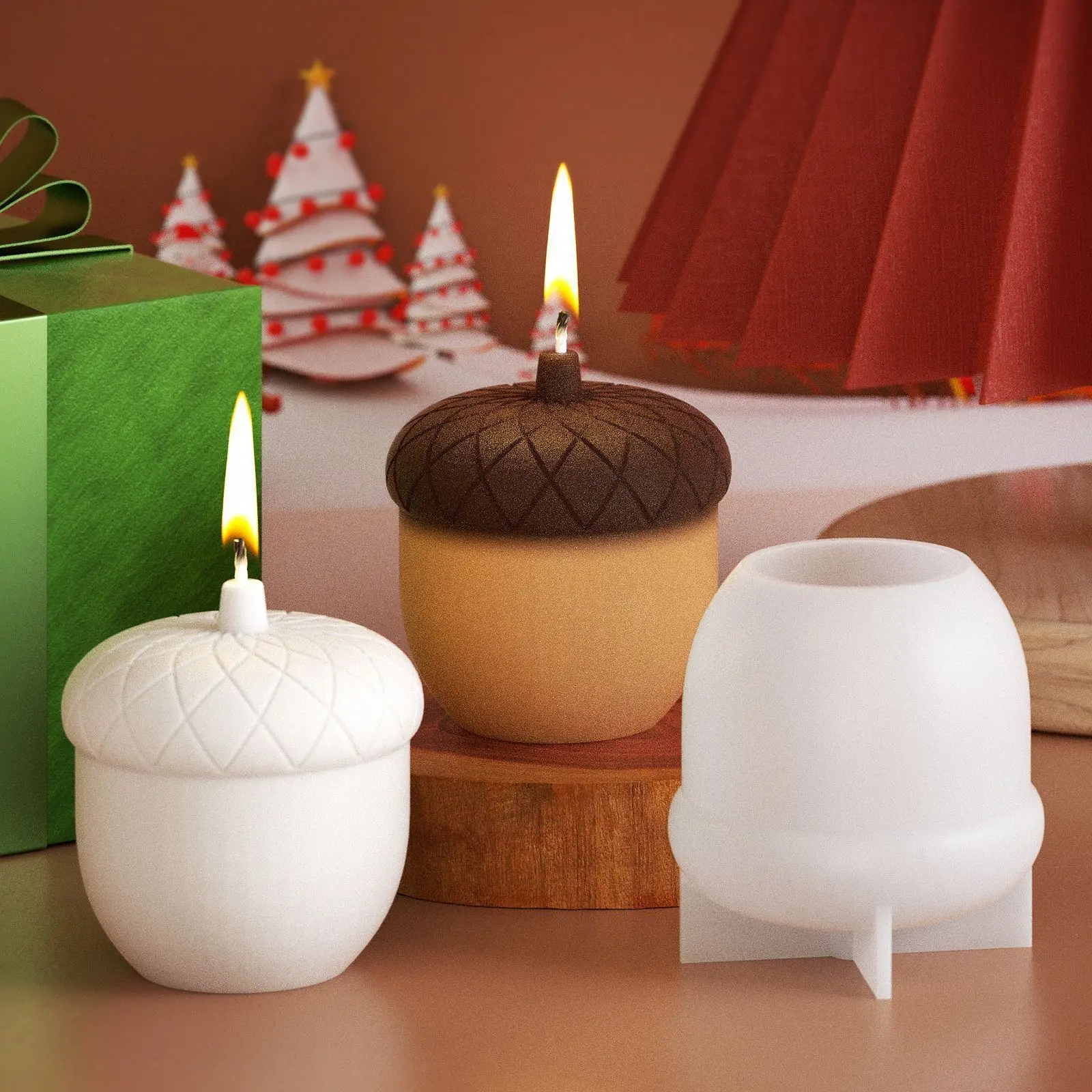 Molde de silicona para velas de frutas, castañas y avellanas, decoración navideña, molde de adorno para fabricación de velas DIY