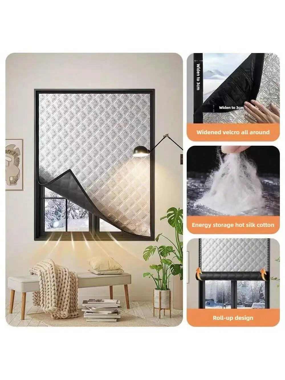 Windproof and warm curtains, winter windproof,bedroom,insulation film,cold proof sealed window film，screen window，Light blocking