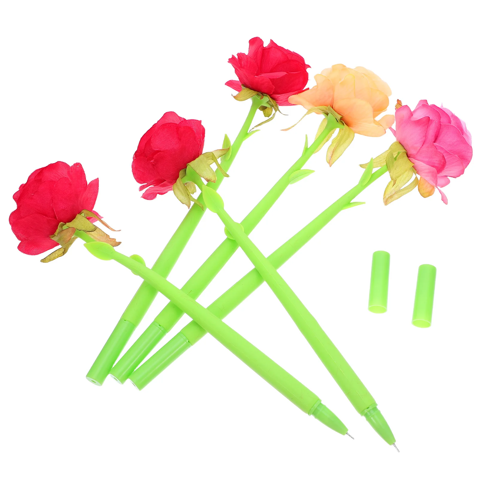 

5 шт., шариковые ручки с имитацией розы, очаровательные канцелярские принадлежности для письма для студентов, гладкие чернила, портативные креативные силиконовые цветочные ручки