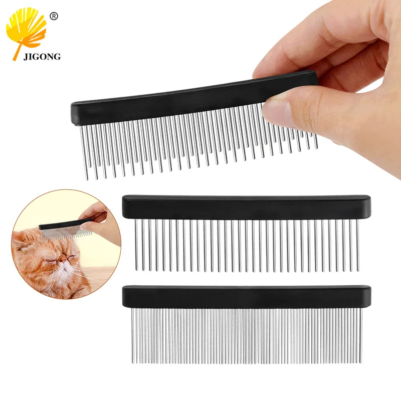 Pet open knot cleaning floating hair comb, stainless steel needle comb pet brush, straight row long and short tooth comb layered