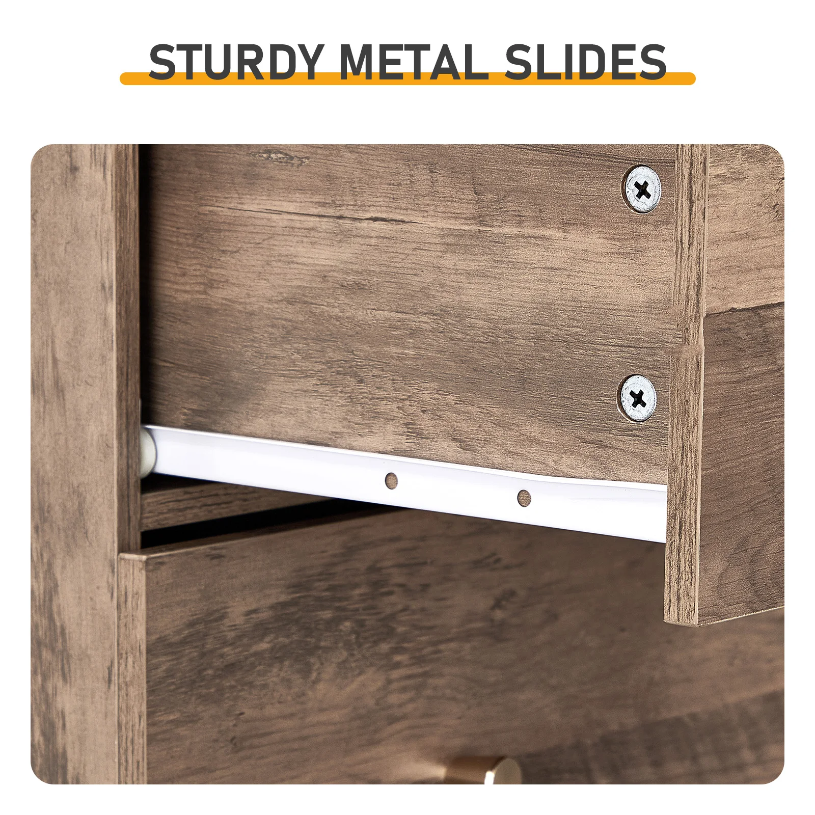 

R279-9 Gray, Particleboard, Triamine 66 * 40 * 131cm 5 + 2 drawer, chest of drawers, dumb gold handle