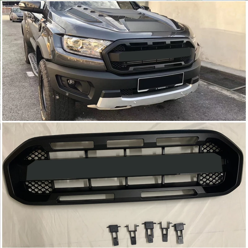 Modified LED Raptor Style Car Grill For RANGER 2019 2020 2021 T8 PX3 XL XL XLS XLT LIMITED Front Bumper Mesh Cover Racing Grille