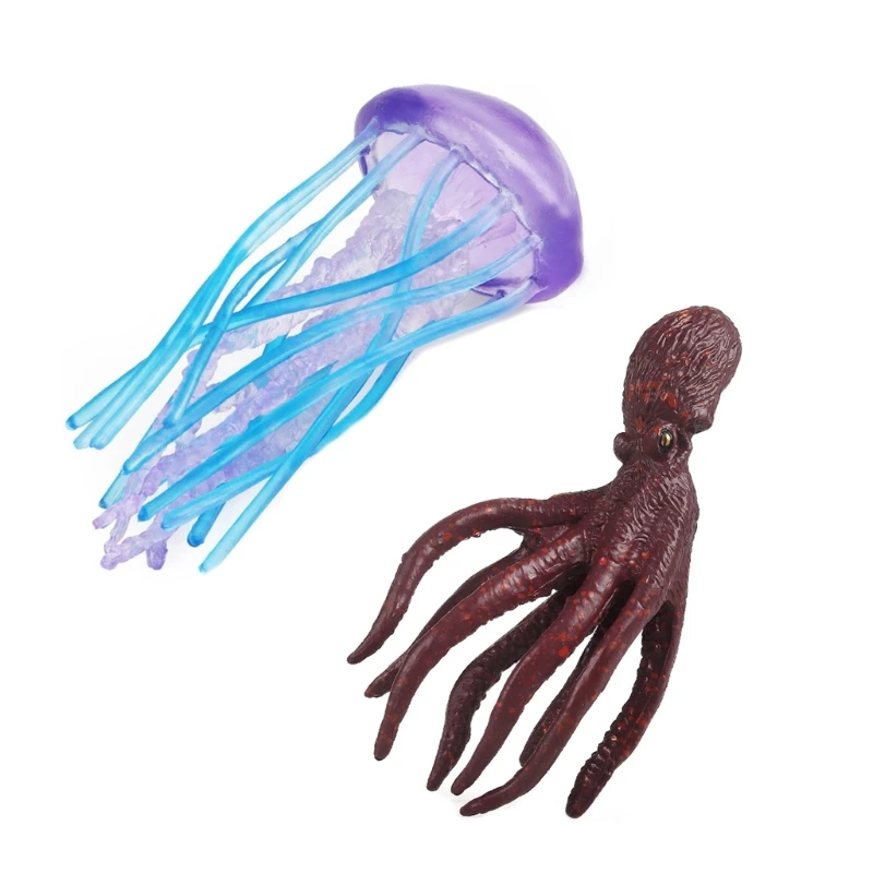 Jellyfish Figurine Simulated Sea Animal Squid Figure Toy Realistic Jellyfish Toy W3JF