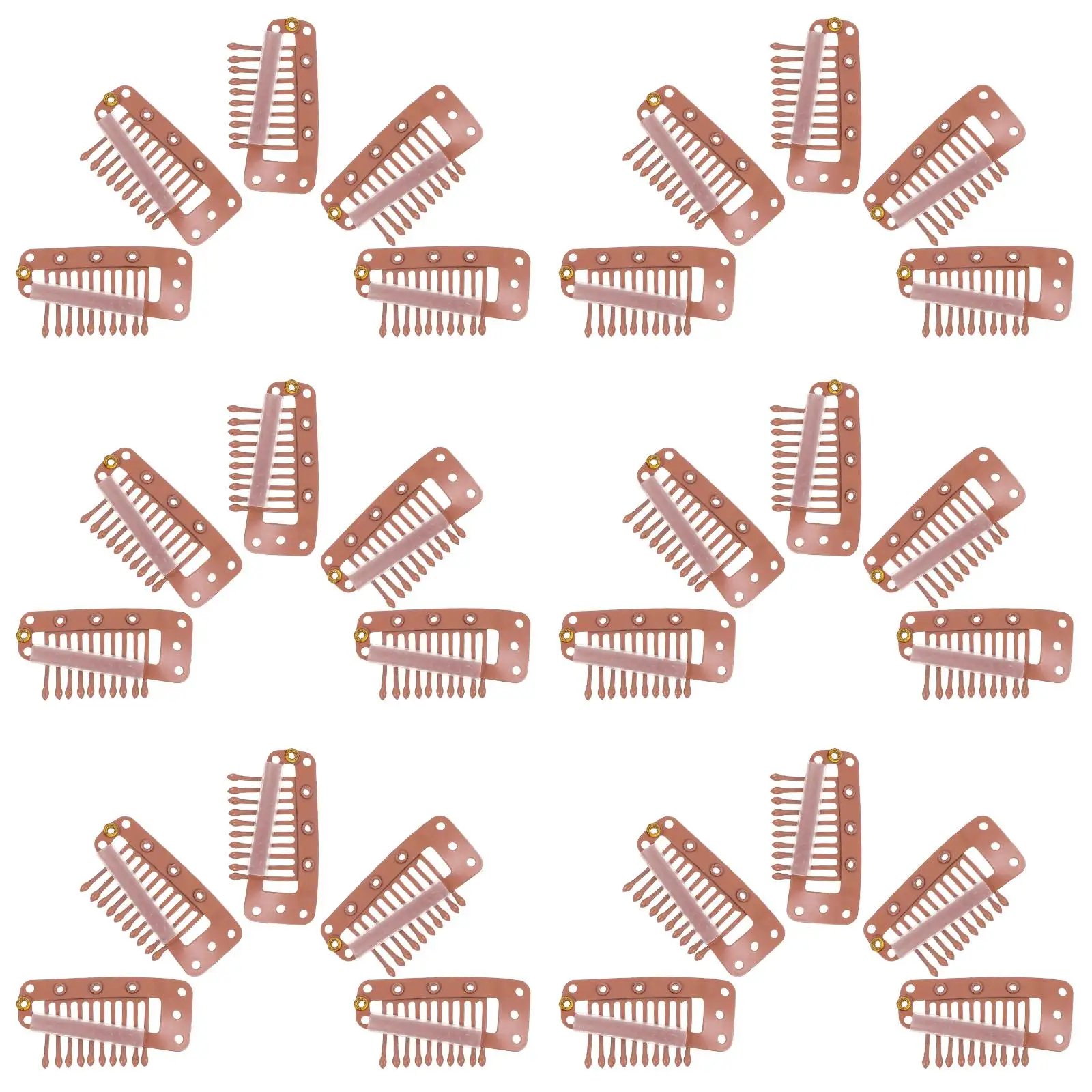 

30pcs Clips Extensions Pins Brown 10 Teeth Durable Metal Secure Fixing Tools Hidden Behind Hair Easy Long