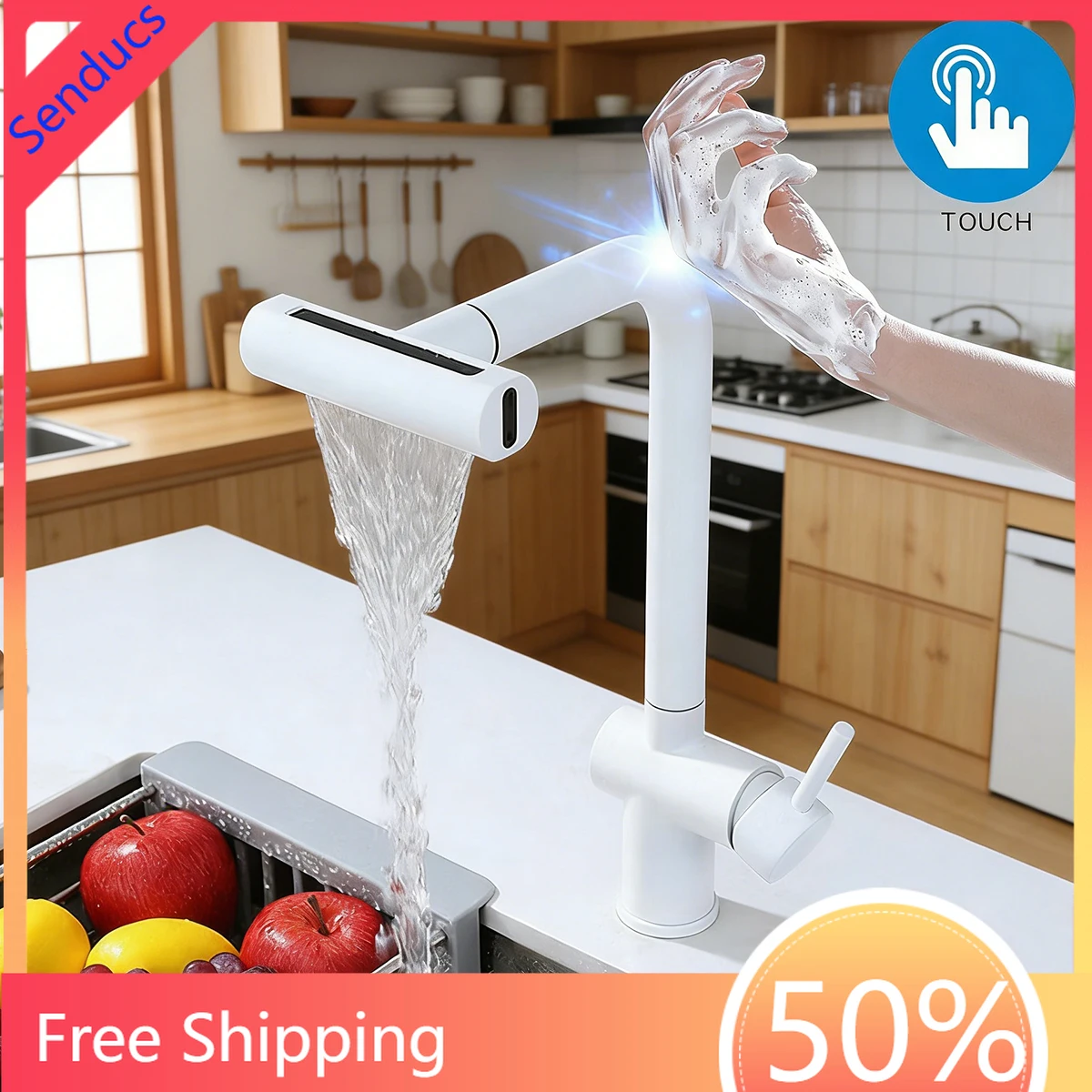 rubinetto-da-cucina-smart-touch-a-cascata-in-acciaio-inox-miscelatore-caldo-freddo-bianco-estraibile-con-funzione-touch