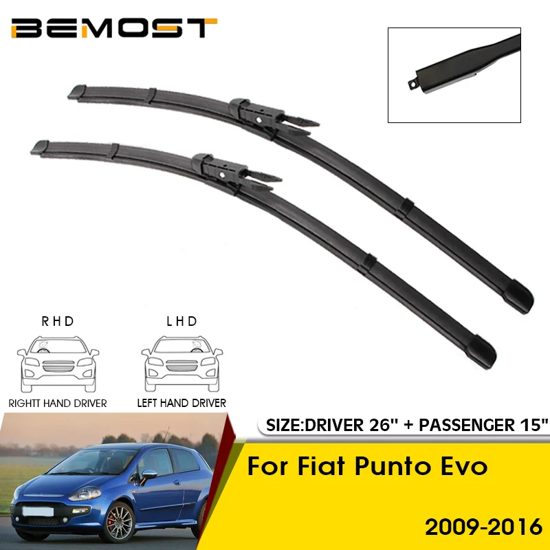Auto-Wischerblätter für Fiat Punto Evo 2009-2016 Windschutzscheibe Frontscheibe Scheibenwischerblätter 26"+15" Autozubehör