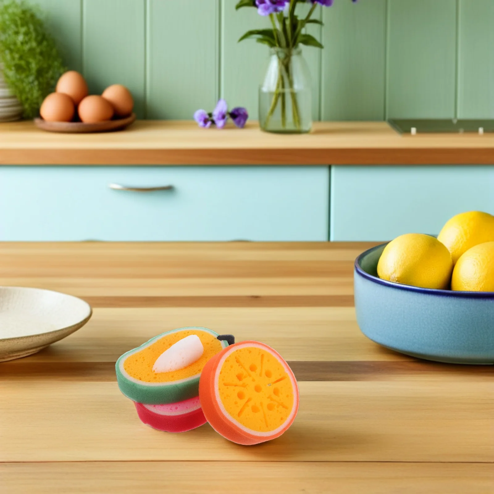 

6Pcs Cartoon Fruit Dish Scrubber Kitchen Cleaning Sponge Reusable Washable Sponge Soft Exfoliate Dish Scrubber for Pots Pans