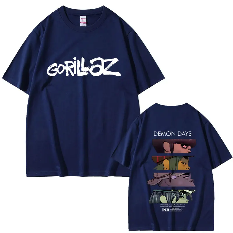 Rock Band Gorillaz Demon Days Eyes Print T-shirt Men Women Hip Hop Fashion Oversized Streetwear Male Casual Soft Cotton T Shirts
