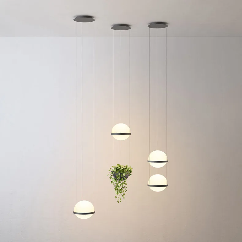 Modern Led Glass Ball Pendant Light Plant Hanging Lamps Garden Flower Pot Home Decoration Creative Lighting Luminaire Free Ship