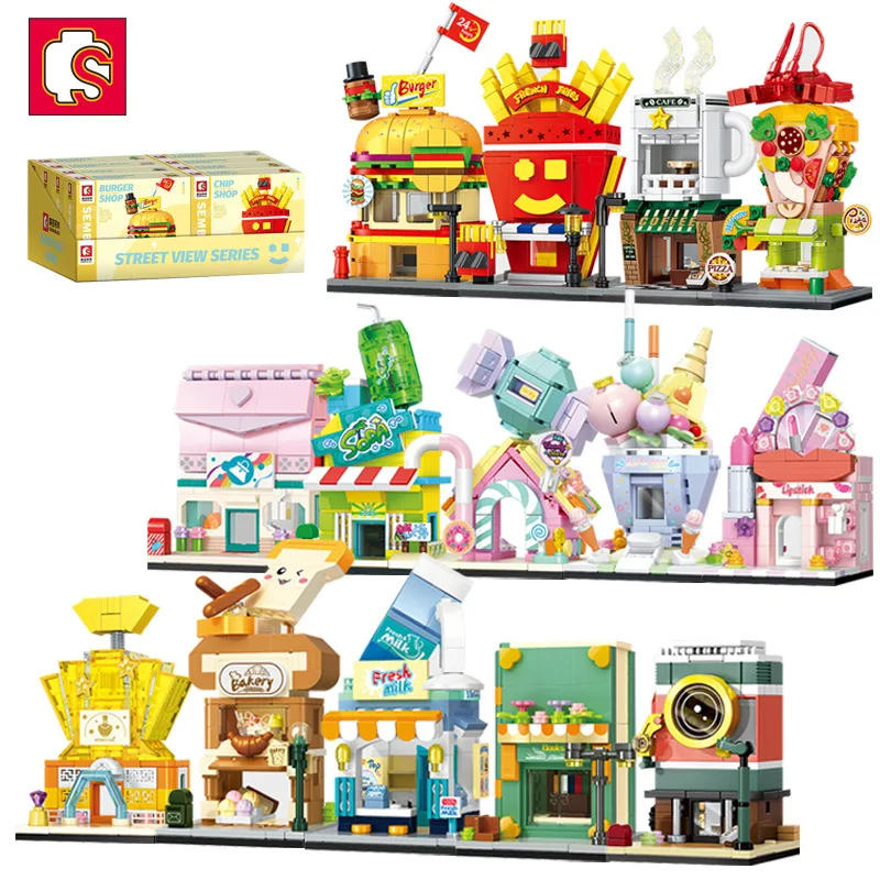 SEMBO Blocks Mini Store DIY Building Bricks Micro Street Brand Shop 3D House Fun Assembly Girl Toys Present Boy Gifts