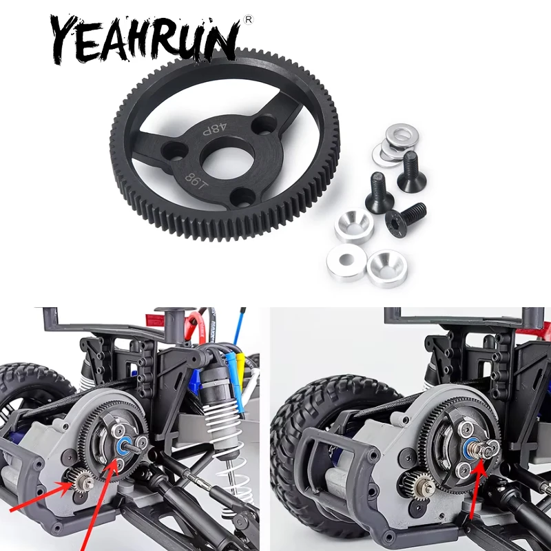 

YEAHRUN Steel Spur Gear 48P 86T 76T Transmission Gears for 1/10 Slash 2wd Rustler Slash Stampede RC Car Parts